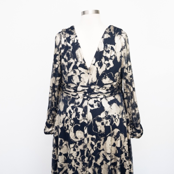 Betsy & Adam - Plus Size Foil Printed Mesh Gown - Picture 11 of 13